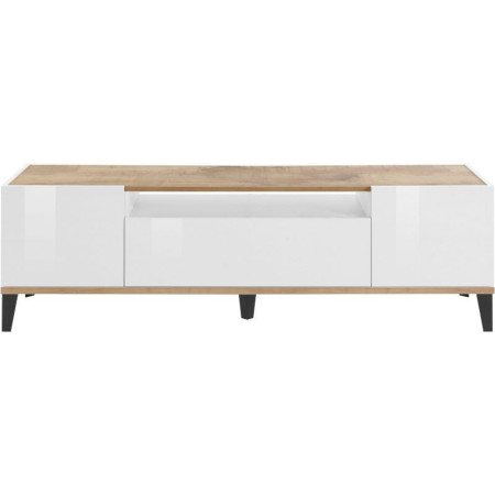Porta TV SUNRISE 160 cm bianco laccato e acero pereira moderno