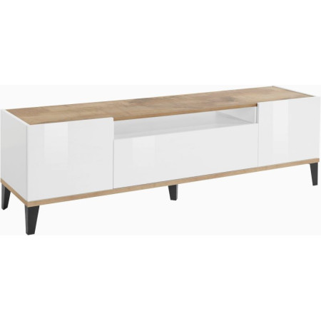 Porta TV SUNRISE 160 cm bianco laccato e acero pereira moderno