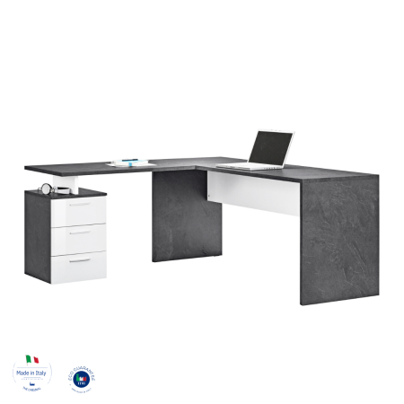 Elegante Set Scrivania Report Bianco Lucido per Lavoro