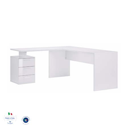 Elegante Set Scrivania Bianco Lucido per Lavoro