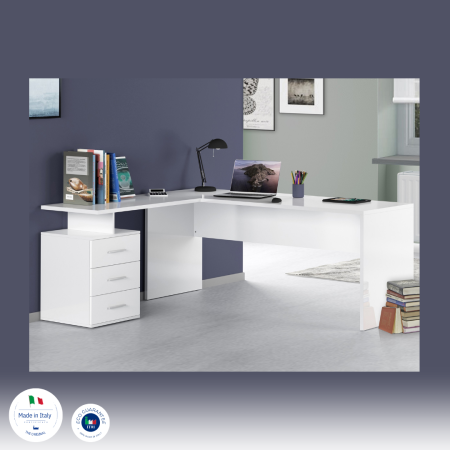 Set Scrivania Bianco Lucido per Ufficio e Studio