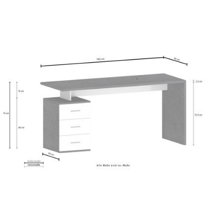 Scrivania Elegante Bianco Lucido per Ufficio Moderno