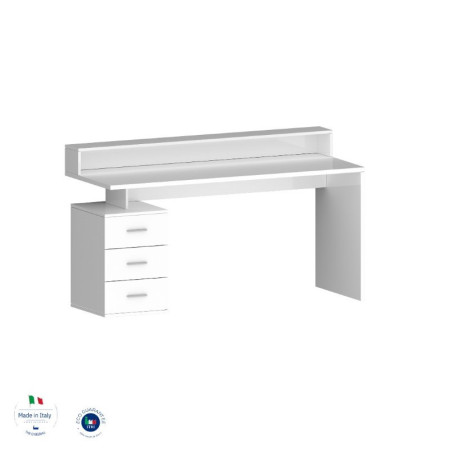 Elegante Scrivania con Sopralzo Bianco Lucido per Lavoro