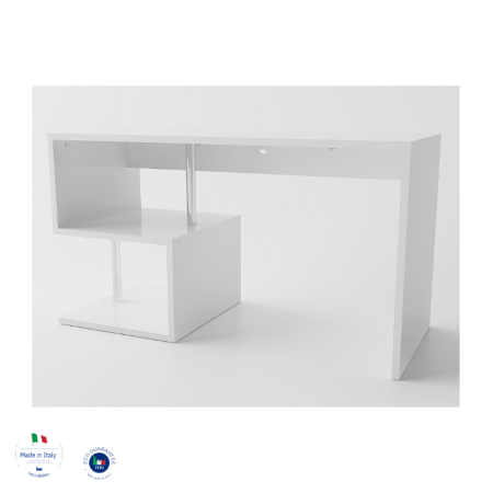 Elegante Scrivania Bianco Lucido per Lavoro e Studio
