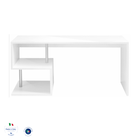 Scrivania Elegante Bianco Lucido per Ufficio Moderno