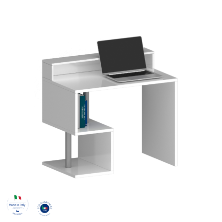 Scrivania Elegante con Sopralzo Bianco Lucido per Ufficio