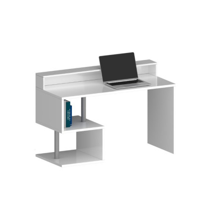 Scrivania Elegante con Sopralzo Bianco Lucido per Ufficio