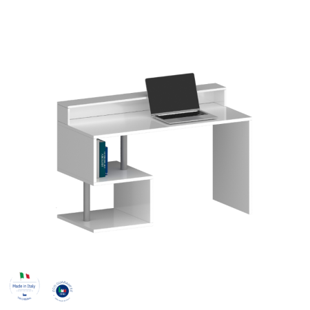 Scrivania Elegante con Sopralzo Bianco Lucido per Ufficio