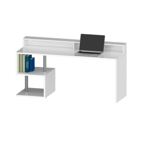 Scrivania Elegante con Sopralzo Bianco Lucido per Ufficio