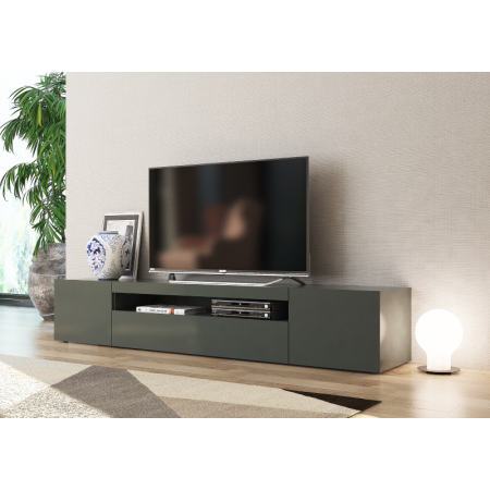 Porta TV Moderno Antracite Lucido per Soggiorno