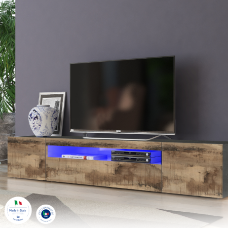 Porta TV Moderno Ardesia e Acero Pereira per Soggiorno