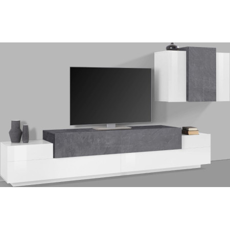 Elegante Soggiorno Porta TV e Pensile Bianco e Report