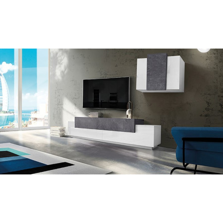 Soggiorno Elegante Porta TV e Pensile Bianco e Report per Casa
