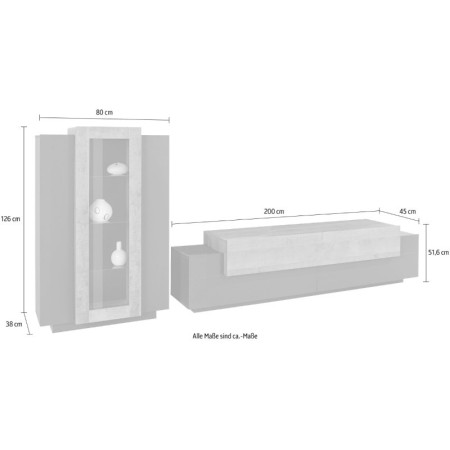 Soggiorno Elegante Porta TV e Vetrina Antracite e Oak per Casa