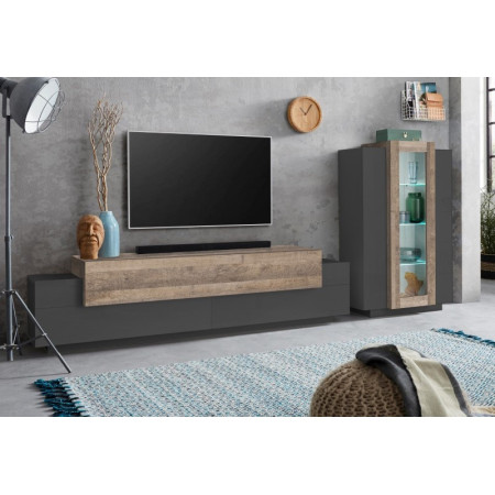 Elegante Soggiorno Porta TV e Vetrina Antracite e Oak