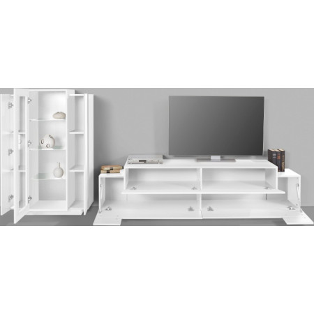 Soggiorno Moderno Porta TV e Vetrina Bianco Laccato