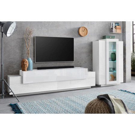 Elegante Soggiorno Porta TV e Vetrina Bianco Laccato