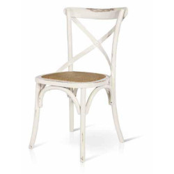 Sedia con schienale ad X in  legno finitura bianca