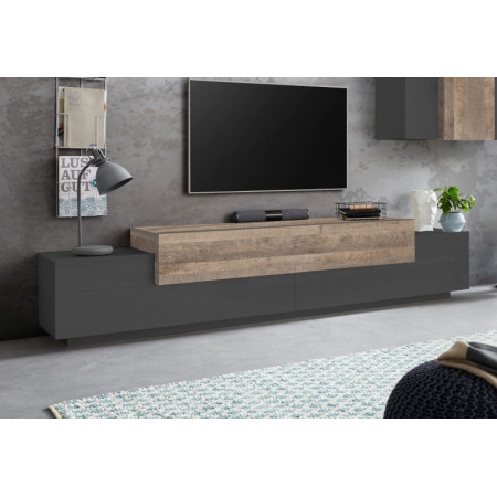 Elegante Porta TV Antracite e Oak