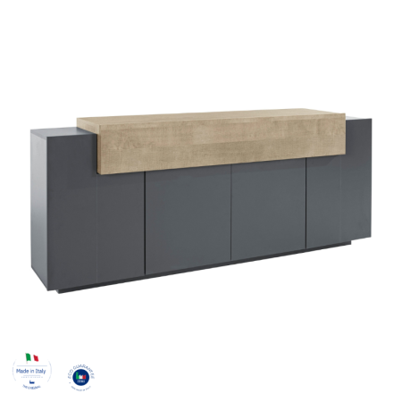 Credenza 4 Ante Antracite e Oak per Casa Moderna