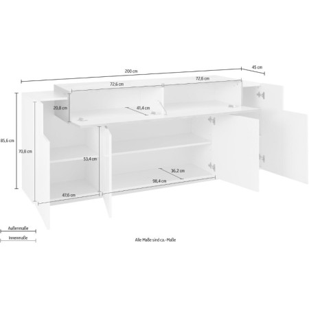 Credenza Elegante 4 Ante Bianco Laccato per Casa