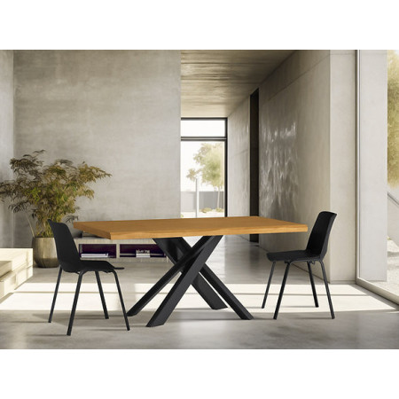 Tavolo moderno Trend con piano legno massiccio moderno