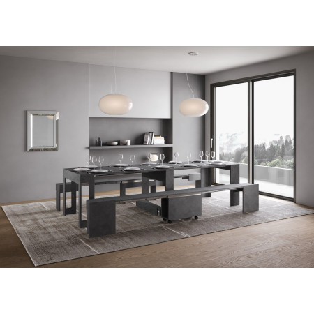Consolle allungabile 90x42/302 cm allunghe interne con panca