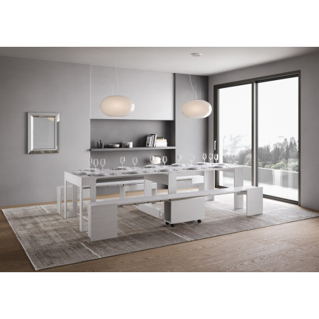 Consolle allungabile 90x42/302 cm allunghe interne con panca