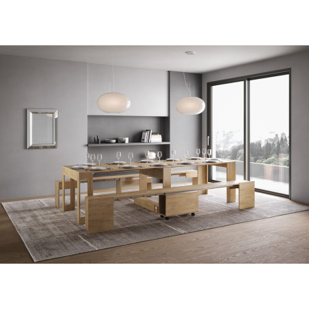 Consolle allungabile 90x42/302 cm allunghe interne con panca