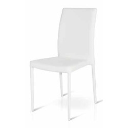 Sedia in legno ed ecopelle bianco. Set da 4