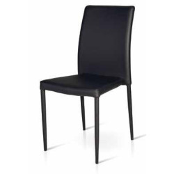 Sedia in legno ed ecopelle nero Set da 4