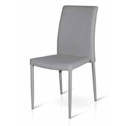 Sedia in  legno ed ecopelle grigio Set da 4