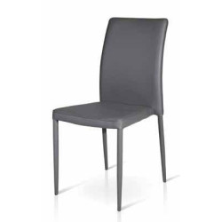 Sedia in  legno ed ecopelle grigio antracite Set da 4