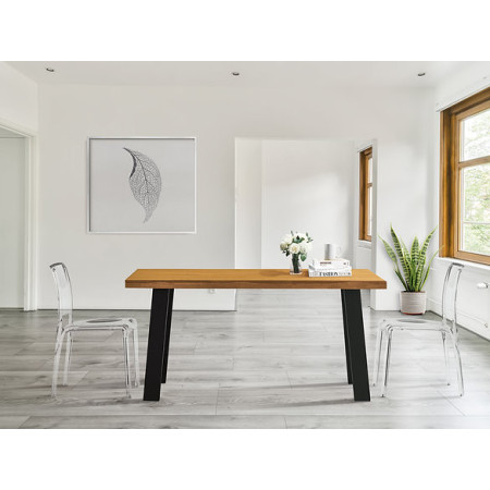 Tavolo moderno elegante con piano legno massiccio spessore 5 cm