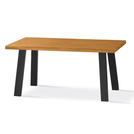 Tavolo moderno con piano legno massiccio spessore 5 cm e gambe metallo tube