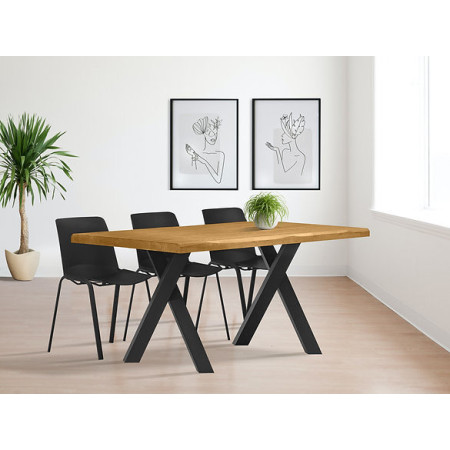 Tavolo moderno con piano legno massiccio spessore 5 cm elegante