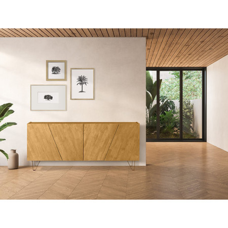credenza moderna 4 ante e ripiano regolabili incline in legno massello