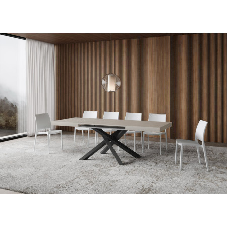 Tavolo allungabile 140 x 90 a 244 cm con gambe incrociate