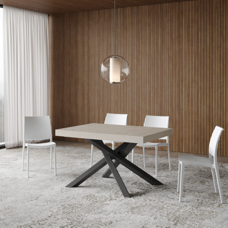 Tavolo allungabile 140 x 90 a 244 cm con gambe incrociate
