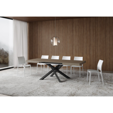Tavolo allungabile 140 x 90 a 244 cm con gambe incrociate