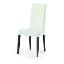Sedia imbottita  con rivestimento in ecopelle bianco gambe colore nere Set 2