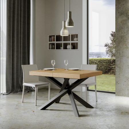 Tavolo allungabile 140 x 90 a 244 cm con gambe incrociate