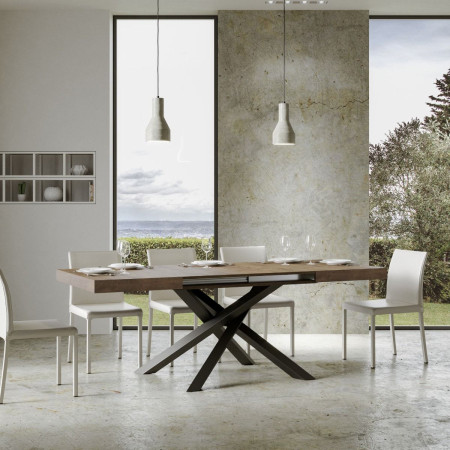 Tavolo allungabile 140 x 90 a 244 cm con gambe incrociate