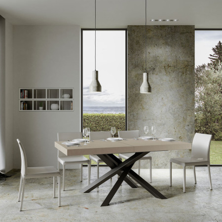 Tavolo volantis allungabile 180 x 90 a 284 cm con gambe incrociate