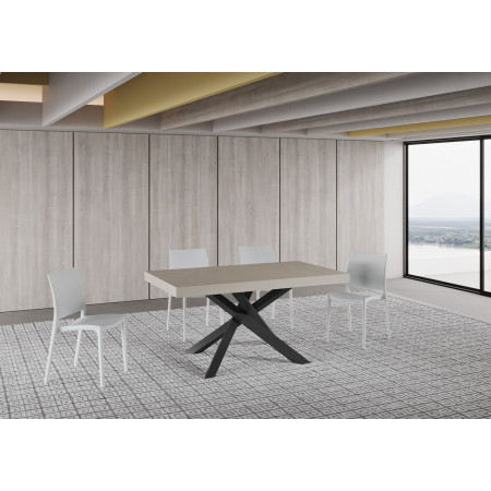 Tavolo moderno allungabile 160 x 90 a 264 cm gambe incrociate