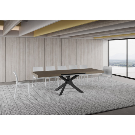 Tavolo moderno allungabile 160 x 90 a 264 cm gambe incrociate