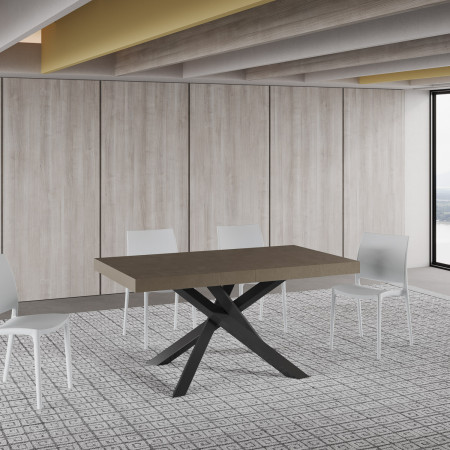 Tavolo moderno allungabile 160 x 90 a 264 cm gambe incrociate