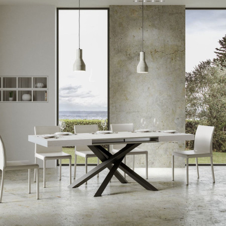 Tavolo moderno allungabile 160 x 90 a 264 cm gambe incrociate