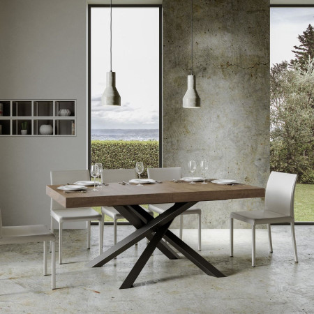 Tavolo moderno allungabile 160 x 90 a 264 cm gambe incrociate