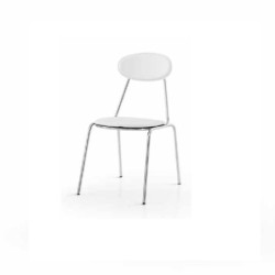 Sedia  in ecopelle bianca con struttura in acciaio Set da 6